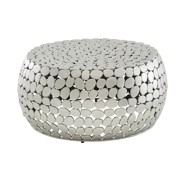 Wohnling Couchtisch Metall Silber 66x66x32 cm Sofatisch Aluminium, Design Wohnzimmertisch Rund, Kleiner Kaffeetisch Modern, WL6.691