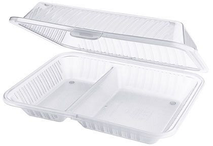 Contacto Eco-Takeouts Behälter, weiß, 2 Fächer 21 x 25,5 x 7,5 cm, VE: 12 Stück, 1102/250