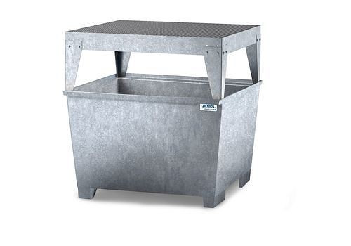 DENIOS Auffangwanne classic-line aus Stahl für 1 IBC, verzinkt, Abfüllbock, 273866