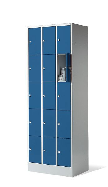 C+P Schließfachschrank Serie 8070, H1950xB680xT480mm, Farbe: Lichtgrau / Fernblau, 80700-30 S10258