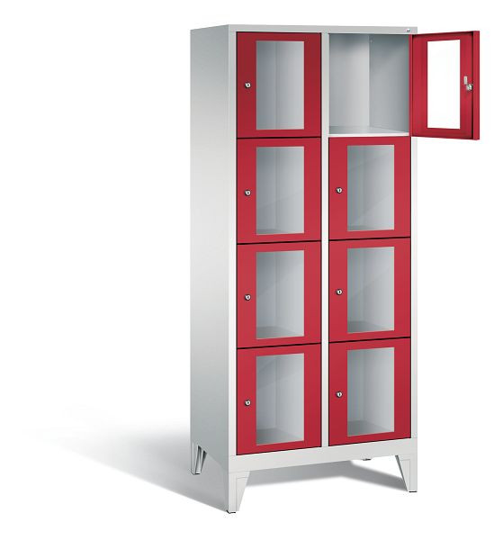 C+P Schließfachschrank Classic, H1850xB810xT500mm, Farbe: Lichtgrau / feuerrot, 8010A224 S10017