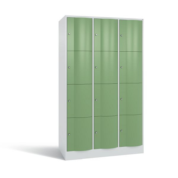 C+P XL-Schließfachschrank Resisto, 12 Fächer, H1950B1148T640 mm, Grau/Resedagrün, 8470-373 S10062