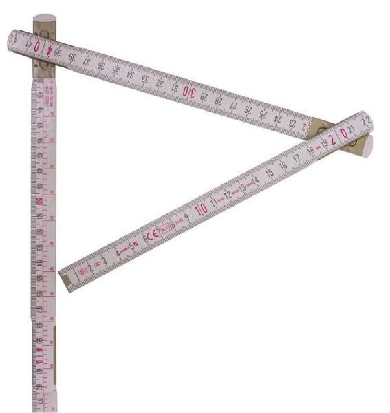 STABILA Holz-Gliedermaßstab Type 1607 W, 2 m, weiß, metrische Skala, mit Winkeleinteilung, VE: 10 Stück, 1135