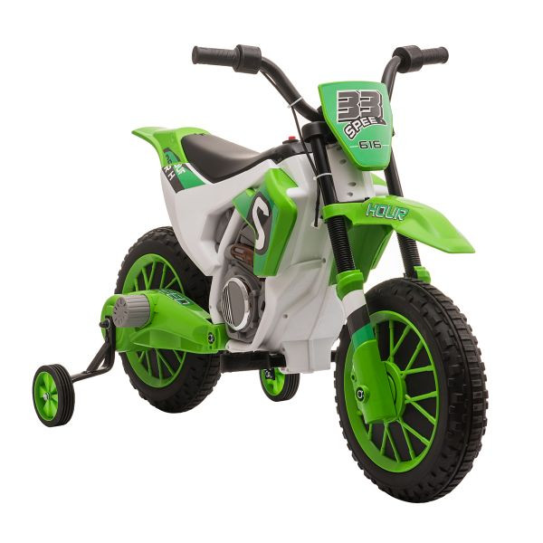 HOMCOM Elektromotorrad Kindermotorrad Elektrofahrzeug Kinderfahrzeug Grün+Weiß, 370-165V90GN