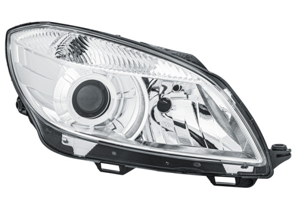 HELLA Halogen/DE/FF-Hauptscheinwerfer, für u.a. Skoda Fabia II (542), chrom, ECE, für Rechtsverkehr, rechts, 1EL 010 417-381