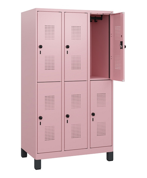 C+P Doppelstöckiger Spind Evolo PLUS, Füße, 6 Fächer, 1630x900x500mm, 3015/3015, Drehriegel, 0493105-30 S10032