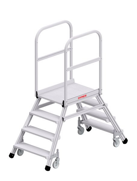 HYMER Podesttreppe fahrbar, beidseitig begehbar, 2x4 Stufen, 618904