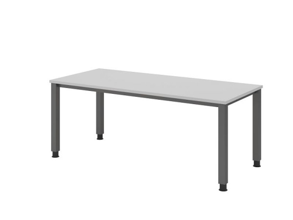 Hammerbacher Schreibtisch QS19, 180 x 80 cm, Platte: Grau, 25 mm dick, 4-Fuß-Gestell in Graphit (ähnlich RAL 7012), Arbeitshöhe 68-83,5 cm, VQS19/5/G