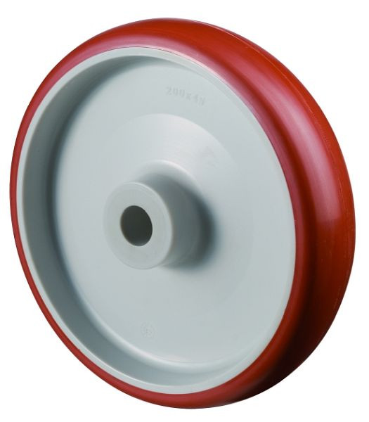 BS Rollen Polyurethanrad, Rad-Breite 32 mm, Rad-Ø 125 mm, Tragfähigkeit 180 kg, Lauffläche Polyurethan rot, Gleitlager, VE: 4 Stück, B26.125