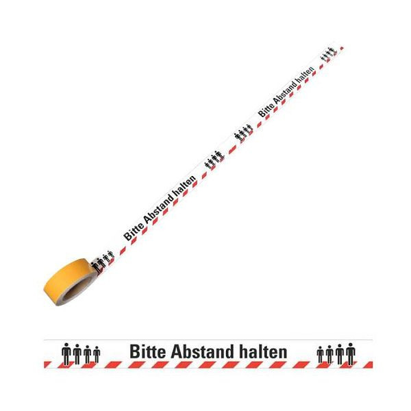 Stein HGS Bodenmarkierungsband -Bitte Abstand halten-, Länge 16 m, Breite 50 mm, 26 Abschnitte auf Rolle, 39820
