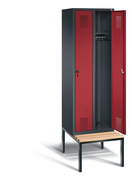 C+P Garderobenschrank Evolo, H2090xB610xT815mm, Farbe: Schwarzgrau / Rubinrot, 48050-20 S10163