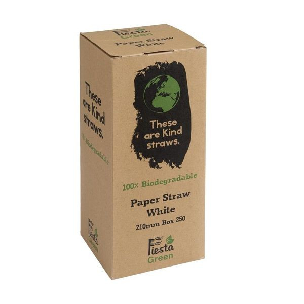 Fiesta Green Kompostierbare Papiertrinkhalme weiß, VE: 250 Stück, DE925