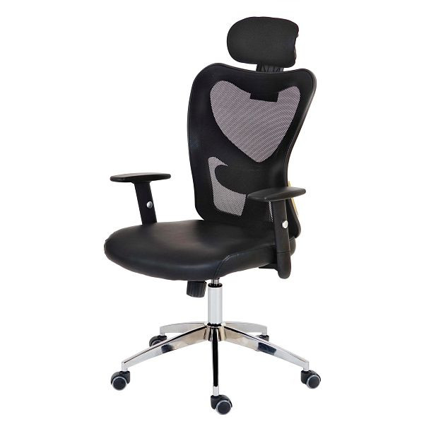 Mendler Profi-Bürostuhl Atlanta, Chefsessel Drehstuhl Schreibtischstuhl, Kunstleder, schwarz, 38133