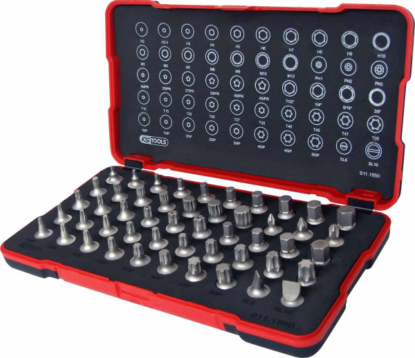 KS Tools 1/4" Bit-Stecknuss-Satz, extra kurz, 50-tlg, 911.1850