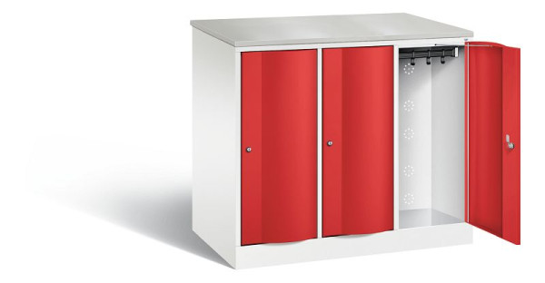 C+P XL-Schließfachschrank Resisto, H1077xB1148xT640mm, Farbe: Verkehrsweiß / feuerrot, 8271-373 S10076