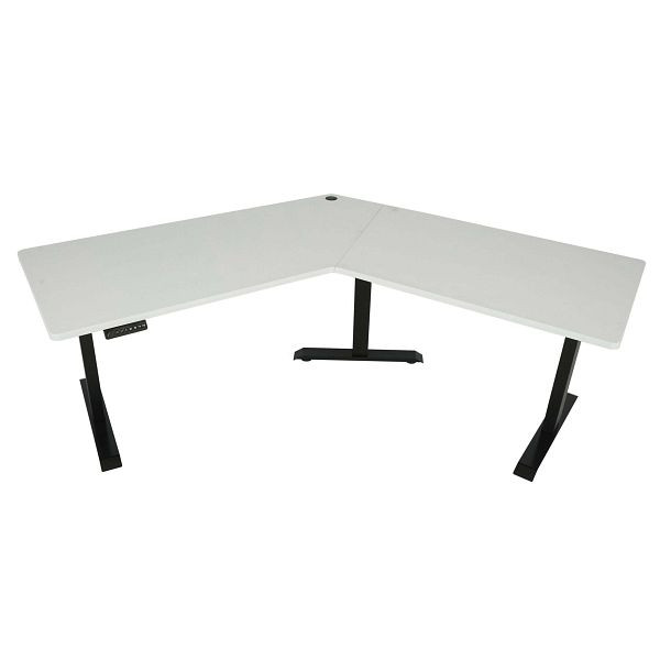 Mendler Schreibtisch HWC-D40, Computertisch, 120° elektrisch höhenverstellbar, weiß, schwarz, 75762+75759