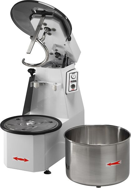 GMG Teigknetmaschine 32 L / 25 kg 400V, hebbarer Kopf und herausnehmbarer Kessel, inkl. Spirale, Abdeckung, TKR-3225T-CN