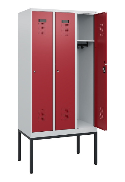 C+P Spind Evolo PLUS, Gestell, 3 Abteile, 1950x900x500mm, 7035/3003, Zylinderschloss, 0490305-30 S10026