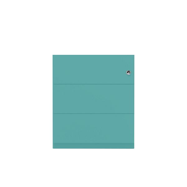 Bisley Rollcontainer Note™, 3 Schubladen, Tiefe 775 mm, Griffleiste, 659 aquamarin, NWA79M7BBB659