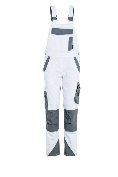 Planam Norit Damen Latzhose, weiß/zink, Größe 34, 6538034