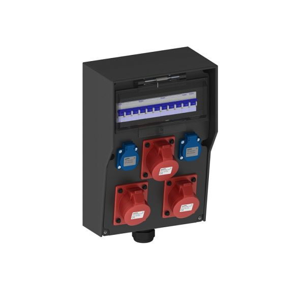 ELSPRO Vollgummi-Wandverteiler TRIER, 1 CEE 400 V 32 A, 1 CEE 400 V 16 A, 2 Schuko, 2848302