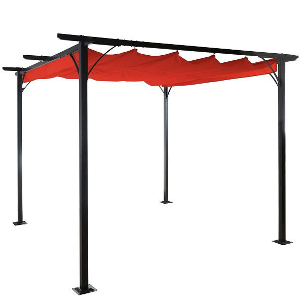 Mendler Pergola HWC-C42, Garten Pavillon, stabiles 6cm-Gestell + Schiebedach, 3,5x3,5m terracotta, 49979