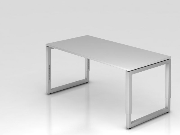 Hammerbacher Schreibtisch O-Fuß eckig 160x80cm Grau, Rechteckform mit schwebender Tischplatte, VRS16/5/S