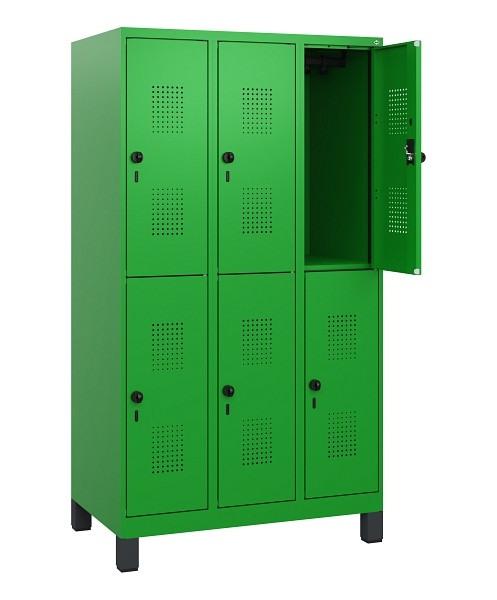 C+P Doppelstöckiger Spind Evolo PLUS, Füße, 6 Fächer, 1630x900x500mm, 6037/6037, Drehriegel, 0493105-30 S10036