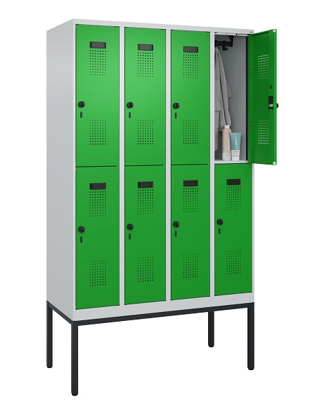 C+P Doppelstock-Spind Evolo PLUS, Gestell, 8 Fächer, 2120x1200x500mm, 7035/6037, Drehriegel, 0493307-40 S10011