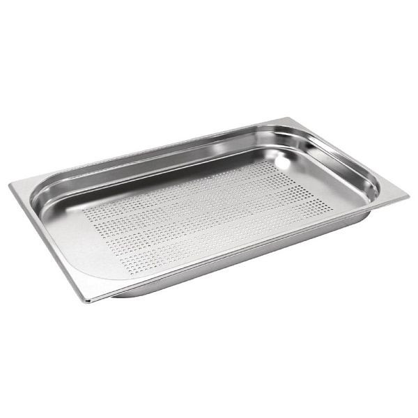 Vogue GN-Behälter Edelstahl 4cm GN1/1 gelocht, Gastronormgrößen für maximale Kapazität, K839