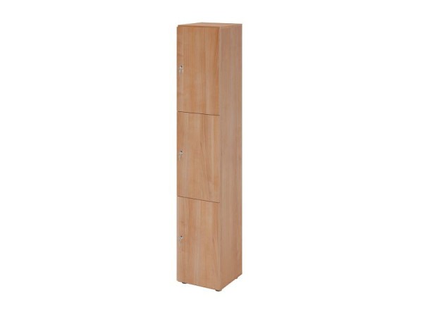 Hammerbacher Schließfachschrank schmal 6OH, 3 Türen mit Schloss, Korpus: Nussbaum, Türen: Nussbaum, 40 x 40 x 215,6 cm (BxTxH), V264L3/N/N/DS