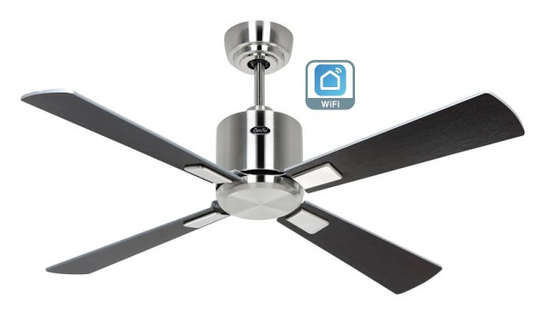 CasaFan Deckenventilator Eco Neo III 103 Chrom gebürstet-Wenge/Lack silber WiFi, 942141W