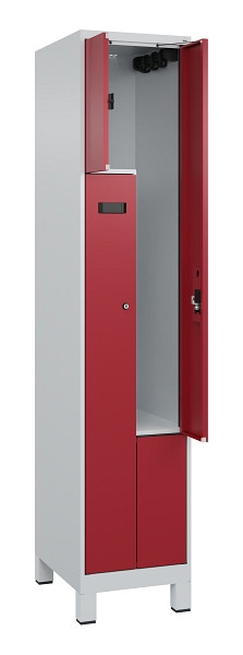 C+P Z-Spind Evolo PLUS, Füße, 2 Fächer, 1950x400x500mm, 7035/3003, Zylinderschloss, 049013-122 S10032