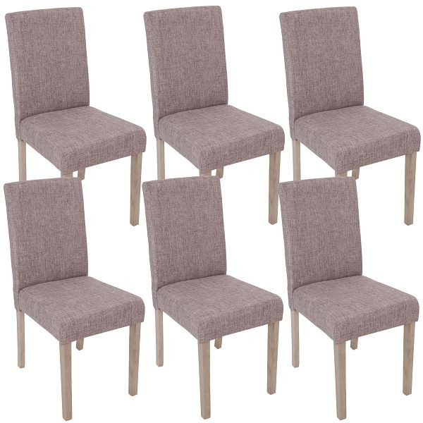 Mendler 6er-Set Esszimmerstuhl Littau, Stuhl Küchenstuhl, Textil, grau, Beine Struktur - Eiche, 48071+48066