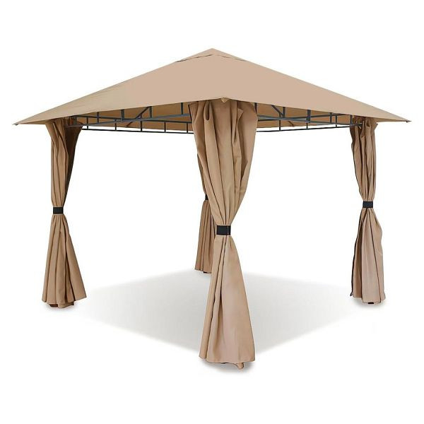 Sekey Garten Pavillon 3 x 3 m wasserdicht stabil Partyzelt, mit 4 Seitenteile Reißverschluss, 180 g/m² Polyester, Taupe, GZ1