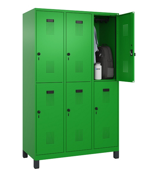 C+P Doppelstöckiger Spind Evolo PLUS, mit Füßen, 6 Fächer, 1950x1200x500mm, 603, Drehriegel, 049310-32 S10026