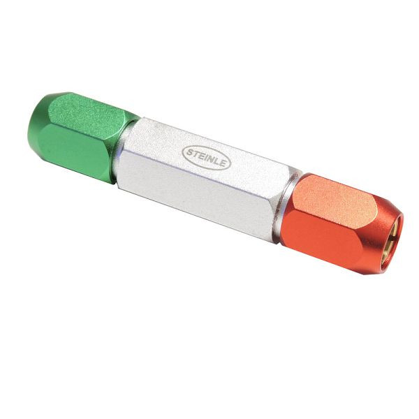 STEINLE Alu Prüfstifthalter 5,00, 5,99 mm, mit Doppel-Spannung, Rot/Grün, 43110220