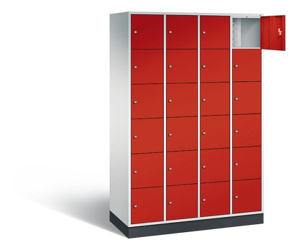 C+P Schließfachschrank Intro, H1950xB1220xT490mm, Farbe: Lichtgrau / feuerrot, 8670-401 S10067