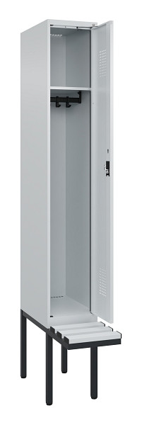 C+P Spind Evolo PLUS, 1 Abteile, 2120x300x815mm, 7035/7035, Haken 3, Zylinderschloss, Sitzfläche Kunststoff, 0490407-10 S10094