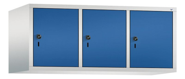 C+P Aufsatz-Garderobenschrank Evolo, 3 Abteile, H500xB1200xT500 mm, Lichtgrau/Enzianblau, 48090-32 S10013