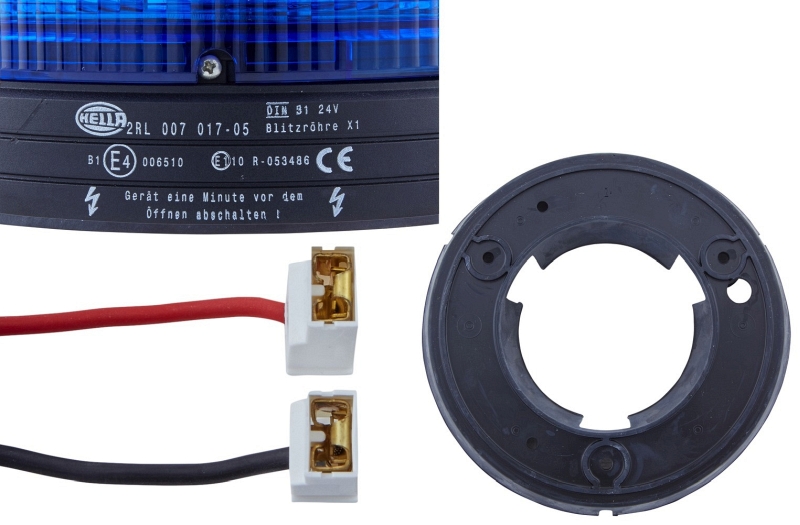 HELLA Xenon-Blitz-Kennleuchte KLX 24V blau Schraubanschluss/Anbau 2RL ...