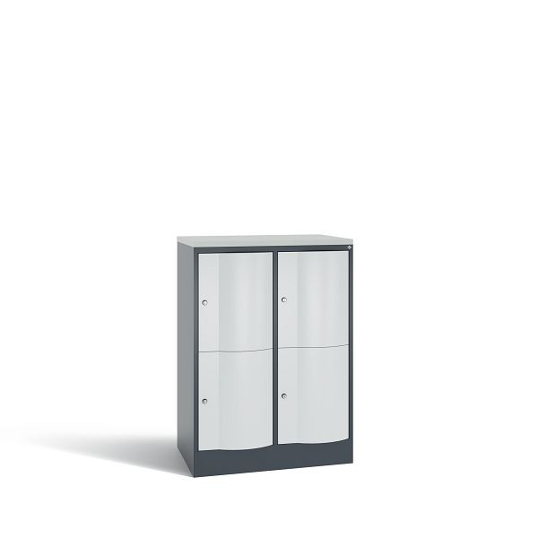 C+P Schließfachschrank Resisto,4 Fächer,H1077xB772xT540mm,Anthrazit/Grau/DBSHellgrau, 8472-272 S10135