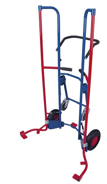 VARIOfit Reifenkarre mit 2 Stützrädern, Außenmaße: 705 x 740 x 1.600 mm, RAL 5010 enzianblau, Radsatz: Luftbereifung, sk-710.304