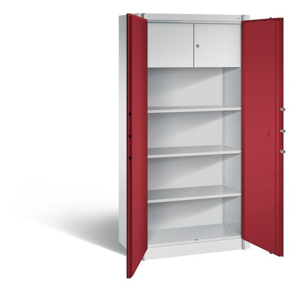 C+P Feuerschutzschrank Certos, H1950xB930xT500mm, Farbe: Lichtgrau / Rubinrot, Klinkengriff, 4 OH, 1170-100 S10070