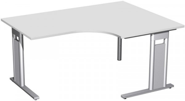 geramöbel PC-Schreibtisch rechts starr, C Fuß Blende optional, 1600x1200x720, Lichtgrau/Silber, N-648319-LS