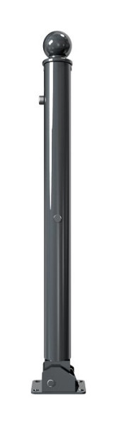 Schake Absperrstilpfosten Typ 474UZB umlegbar, mit Profilzylinder, zum Aufdübeln, Ø 76mm, mit Kugelkopf, RAL 7016, mit 1 Öse, 474UZB+1