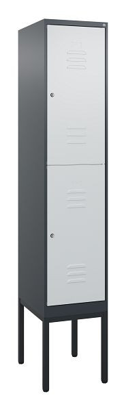 C+P Doppelstöckiger Spind Classic PLUS, Gestell, 2120x400x500mm, 7016/7035, Zylinderschlösser, 0803307-12 S10028