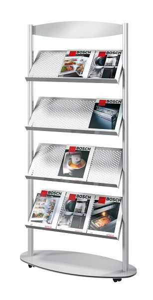 Kerkmann Prospektregal Sirius 12 x DIN A4, B 780 x T 340 x H 1700 mm, alusilber, 42347114
