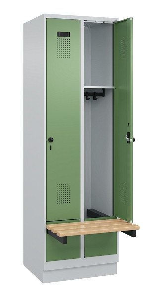 C+P Spind Evolo PLUS, 2 Abteil, 1950x600x815mm, 7035/6011, Drehriegel, 049040-20 S10010