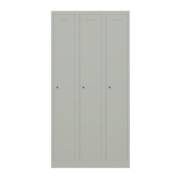 Bisley Garderobenschrank Primary Locker, 3 Abteile, 673 gänsegrau, PL3050T1673